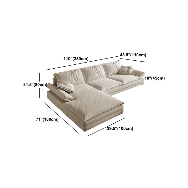 Scandinavian Cream Cushion Back Stain-Resistant Faux Leather Sofa Clearhalo 'furn' 'furn_sectionals' 'Furniture' 'Living Room Furniture' 'Sectionals' 5469273
