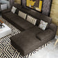 37.40" Tall Modern Linen Sectional Pillow Top Arm Sectional with Adjustable Headrest