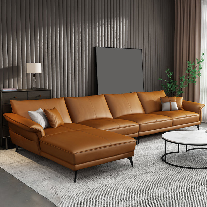 Canapé en cuir authentique résistant aux taches orange scandinave et chaise