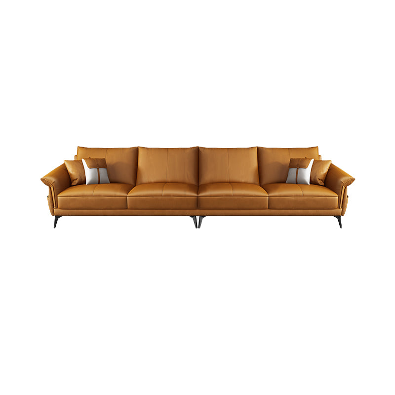 Canapé en cuir authentique résistant aux taches orange scandinave et chaise