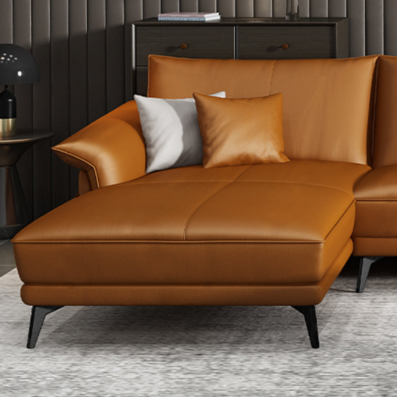Canapé en cuir authentique résistant aux taches orange scandinave et chaise