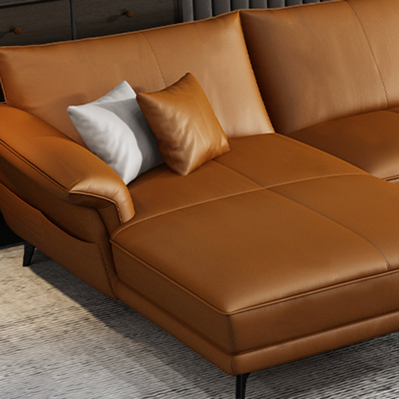 Canapé en cuir authentique résistant aux taches orange scandinave et chaise