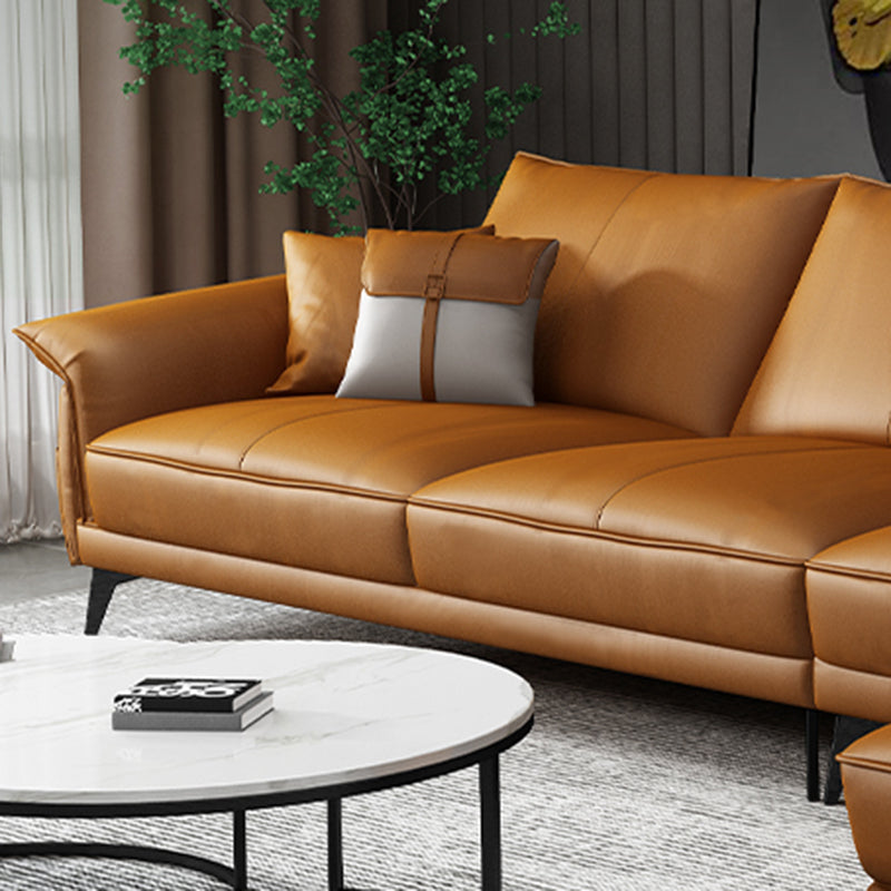 Canapé en cuir authentique résistant aux taches orange scandinave et chaise