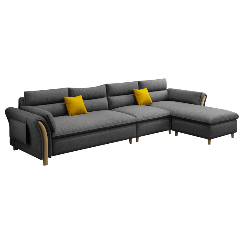 35.43" Tall Modern Linen Sectional Flared Arm Sectional for Living Room Clearhalo 'furn' 'furn_sectionals' 'Furniture' 'Living Room Furniture' 'Sectionals' 5469359