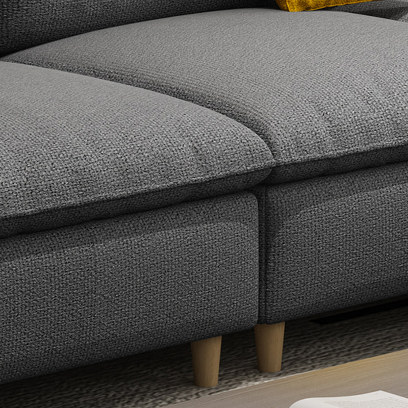 35.43" Tall Modern Linen Sectional Flared Arm Sectional for Living Room Clearhalo 'furn' 'furn_sectionals' 'Furniture' 'Living Room Furniture' 'Sectionals' 5469362