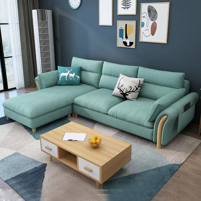 35.43" Tall Modern Linen Sectional Flared Arm Sectional for Living Room 100"L x 61"W x 35"H Blue Left Clearhalo 'furn' 'furn_sectionals' 'Furniture' 'Living Room Furniture' 'Sectionals' 5469367