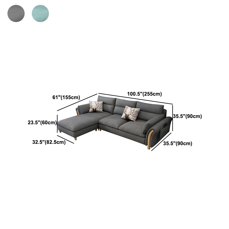 35.43" Tall Modern Linen Sectional Flared Arm Sectional for Living Room Clearhalo 'furn' 'furn_sectionals' 'Furniture' 'Living Room Furniture' 'Sectionals' 5469370
