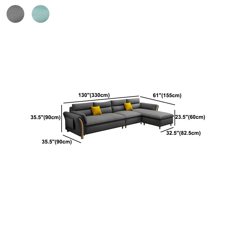 35.43" Tall Modern Linen Sectional Flared Arm Sectional for Living Room Clearhalo 'furn' 'furn_sectionals' 'Furniture' 'Living Room Furniture' 'Sectionals' 5469373