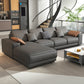Contemporary Stain-Resistant Faux Leather L-Shape Square Arm Sofa