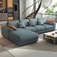 Contemporary Stain-Resistant Faux Leather L-Shape Square Arm Sofa