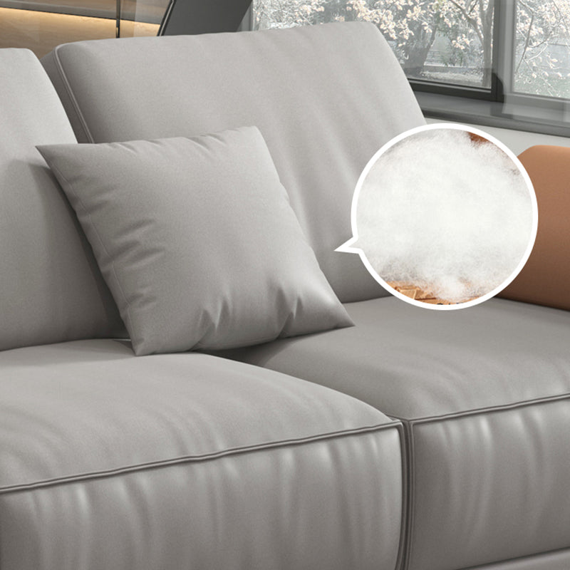 Contemporary Stain-Resistant Faux Leather L-Shape Square Arm Sofa