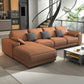 Contemporary Stain-Resistant Faux Leather L-Shape Square Arm Sofa
