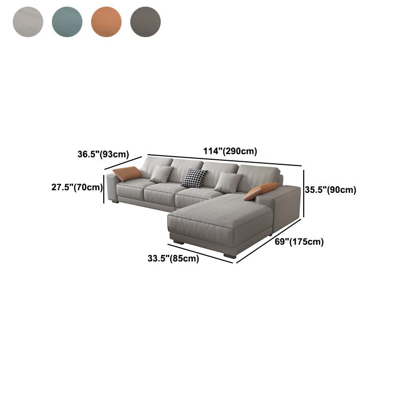 Contemporary Stain-Resistant Faux Leather L-Shape Square Arm Sofa