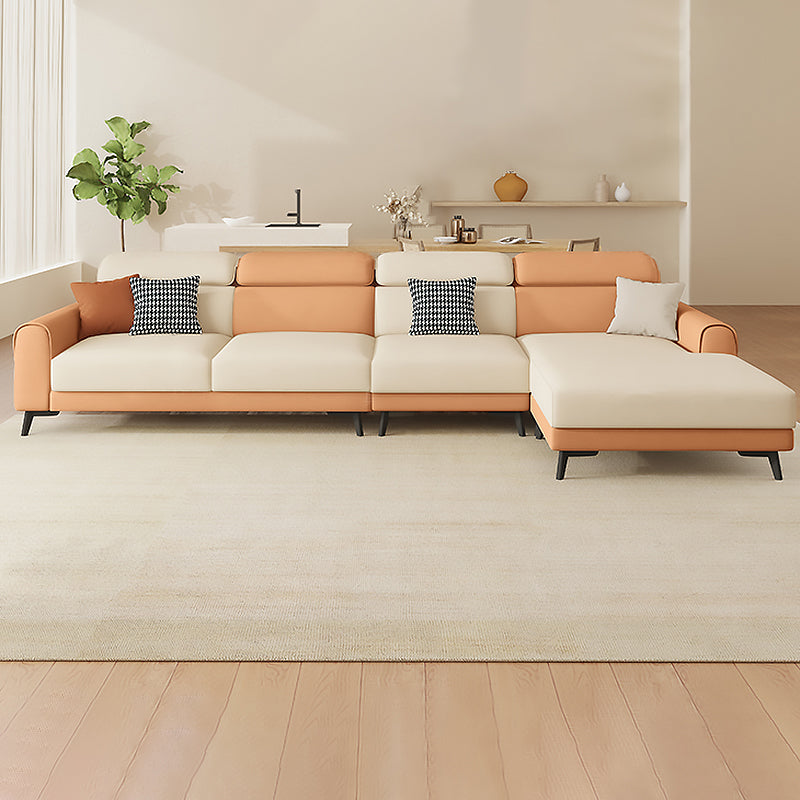 Crème à la coloration contemporaine Bran carré blanc canapé en cuir