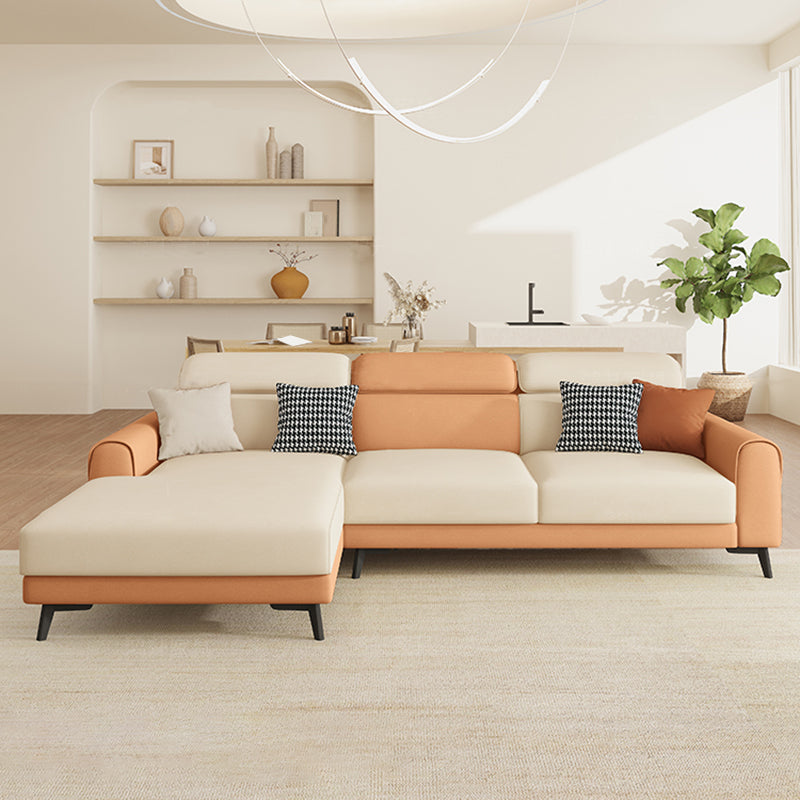 Crème à la coloration contemporaine Bran carré blanc canapé en cuir