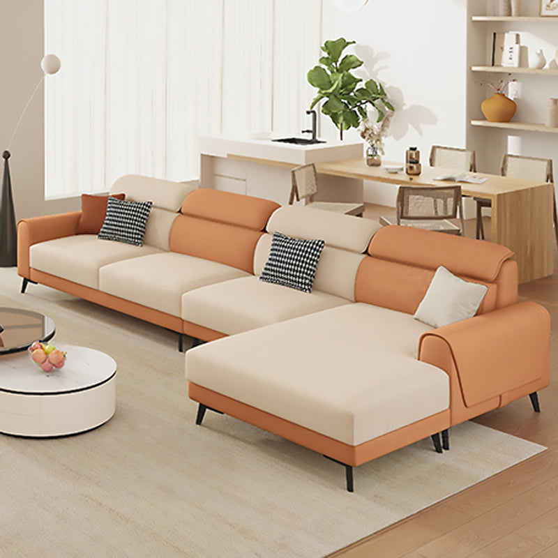 Crème à la coloration contemporaine Bran carré blanc canapé en cuir