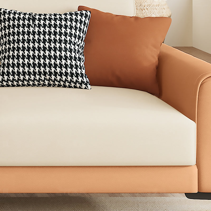 Crème à la coloration contemporaine Bran carré blanc canapé en cuir