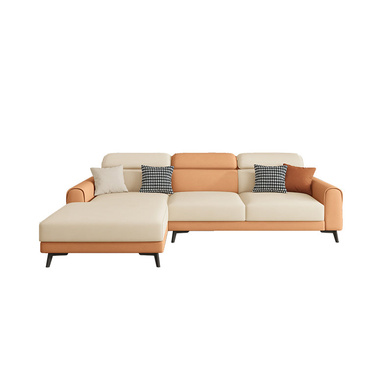 Crème à la coloration contemporaine Bran carré blanc canapé en cuir