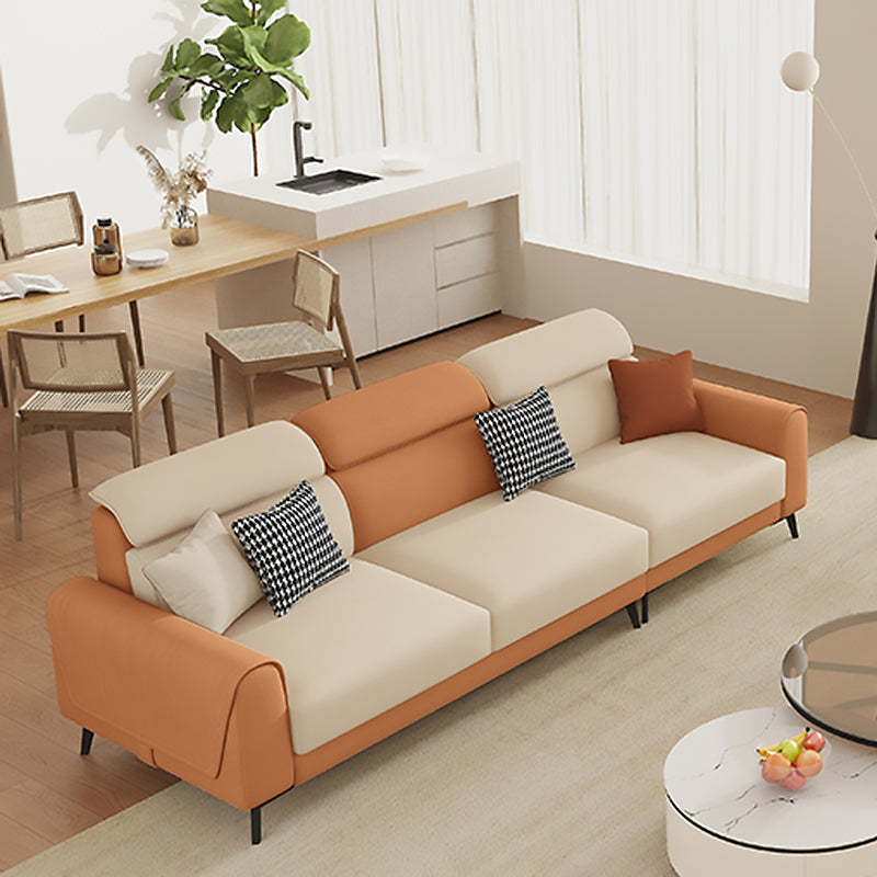 Crème à la coloration contemporaine Bran carré blanc canapé en cuir