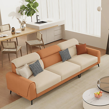 Crème à la coloration contemporaine Bran carré blanc canapé en cuir