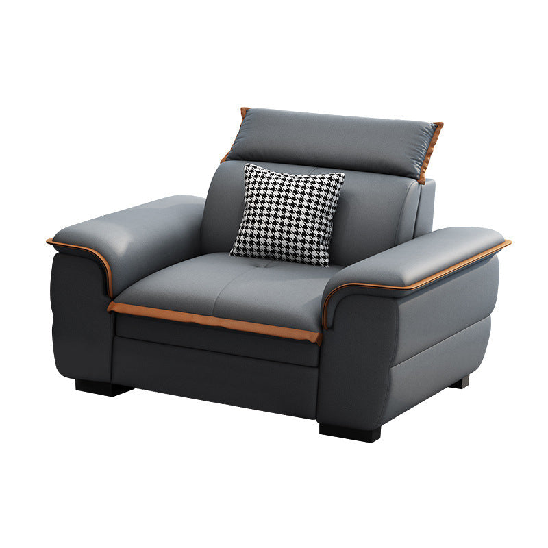 Tufted Pillow Top Arm Sectional Stain Resistant Sectional Gray Faux Leather 47"L x 35.5"W x 35.5"H Horizontal Sponge Clearhalo 'furn' 'furn_sectionals' 'Furniture' 'Living Room Furniture' 'Sectionals' 5469427