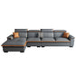 Tufted Pillow Top Arm Sectional Stain Resistant Sectional Gray Faux Leather 132"L x 71"W x 35"H Left Spring&Latex Clearhalo 'furn' 'furn_sectionals' 'Furniture' 'Living Room Furniture' 'Sectionals' 5469431