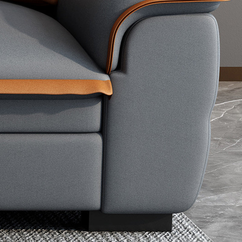 Tufted Pillow Top Arm Sectional Stain Resistant Sectional Gray Faux Leather Clearhalo 'furn' 'furn_sectionals' 'Furniture' 'Living Room Furniture' 'Sectionals' 5469435