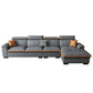 Tufted Pillow Top Arm Sectional Stain Resistant Sectional Gray Faux Leather 132"L x 71"W x 35"H Right Spring&Latex Clearhalo 'furn' 'furn_sectionals' 'Furniture' 'Living Room Furniture' 'Sectionals' 5469438
