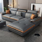 Tufted Pillow Top Arm Sectional Stain Resistant Sectional Gray Faux Leather 104"L x 71"W x 35"H Right Spring&Latex Clearhalo 'furn' 'furn_sectionals' 'Furniture' 'Living Room Furniture' 'Sectionals' 5469440