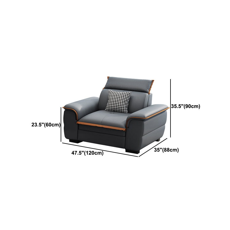 Tufted Pillow Top Arm Sectional Stain Resistant Sectional Gray Faux Leather Clearhalo 'furn' 'furn_sectionals' 'Furniture' 'Living Room Furniture' 'Sectionals' 5469442