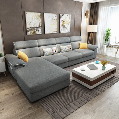 63 "W sezionali del braccio top cuscino, divano sezionale in tessuto soggiorno, a forma di L