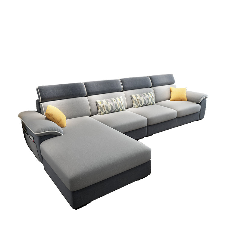 63 "W sezionali del braccio top cuscino, divano sezionale in tessuto soggiorno, a forma di L