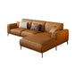 Tan Genuine Leather Sectional/Sofa Square Arm Sectional for Apartment