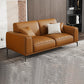 Tan Genuine Leather Sectional/Sofa Square Arm Sectional for Apartment