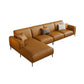 Tan Genuine Leather Sectional/Sofa Square Arm Sectional for Apartment