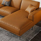 Tan Genuine Leather Sectional/Sofa Square Arm Sectional for Apartment