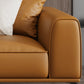 Tan Genuine Leather Sectional/Sofa Square Arm Sectional for Apartment