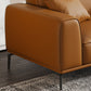 Tan Genuine Leather Sectional/Sofa Square Arm Sectional for Apartment