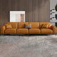 Tan Genuine Leather Sectional/Sofa Square Arm Sectional for Apartment