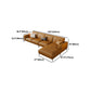 Tan Genuine Leather Sectional/Sofa Square Arm Sectional for Apartment