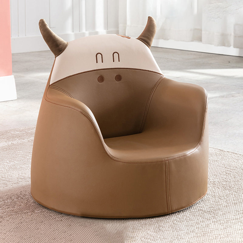 PU Arms Included Barrel Accent Chair with Fixed Back, Flared Arms for Living Room