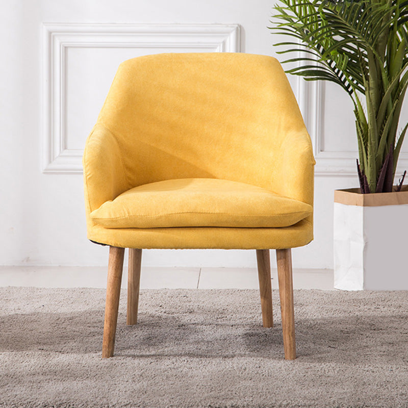 Velvet Chair with Sloped Arms and Basic Four Wooden Legs for Apartment