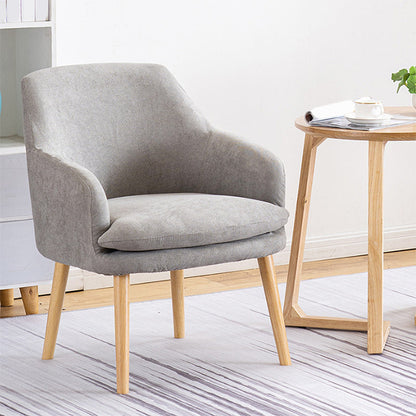 Velvet Chair with Sloped Arms and Basic Four Wooden Legs for Apartment