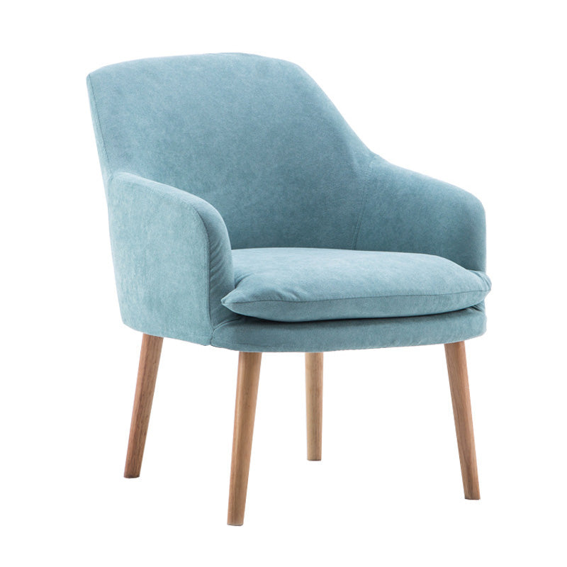 Velvet Chair with Sloped Arms and Basic Four Wooden Legs for Apartment