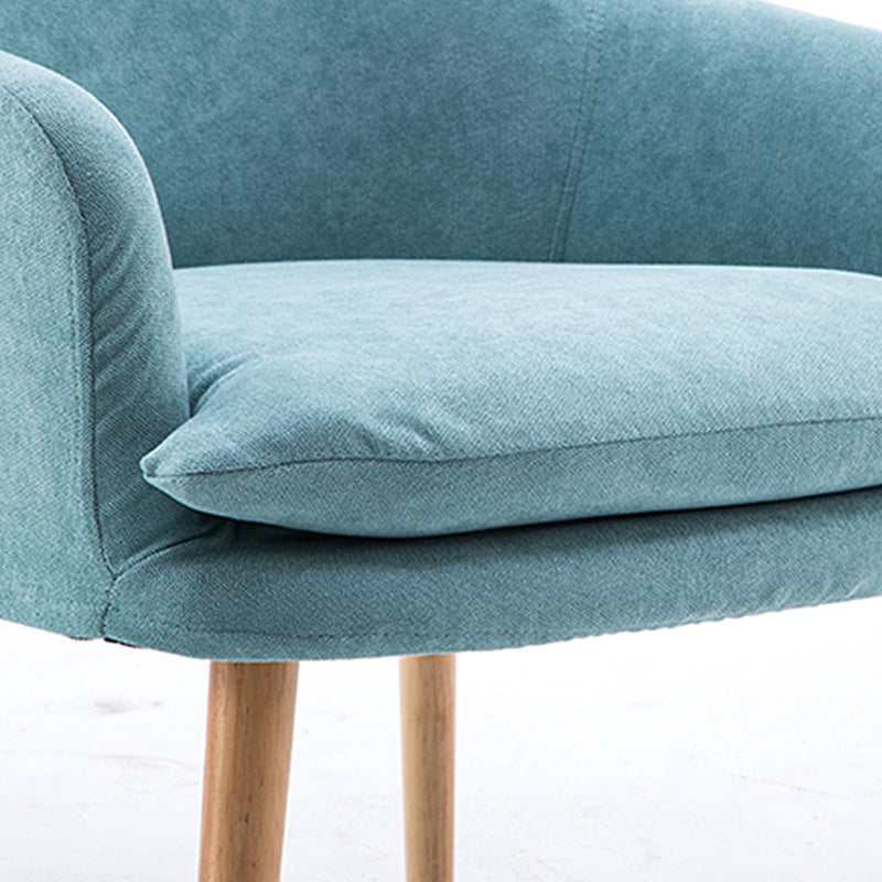 Velvet Chair with Sloped Arms and Basic Four Wooden Legs for Apartment