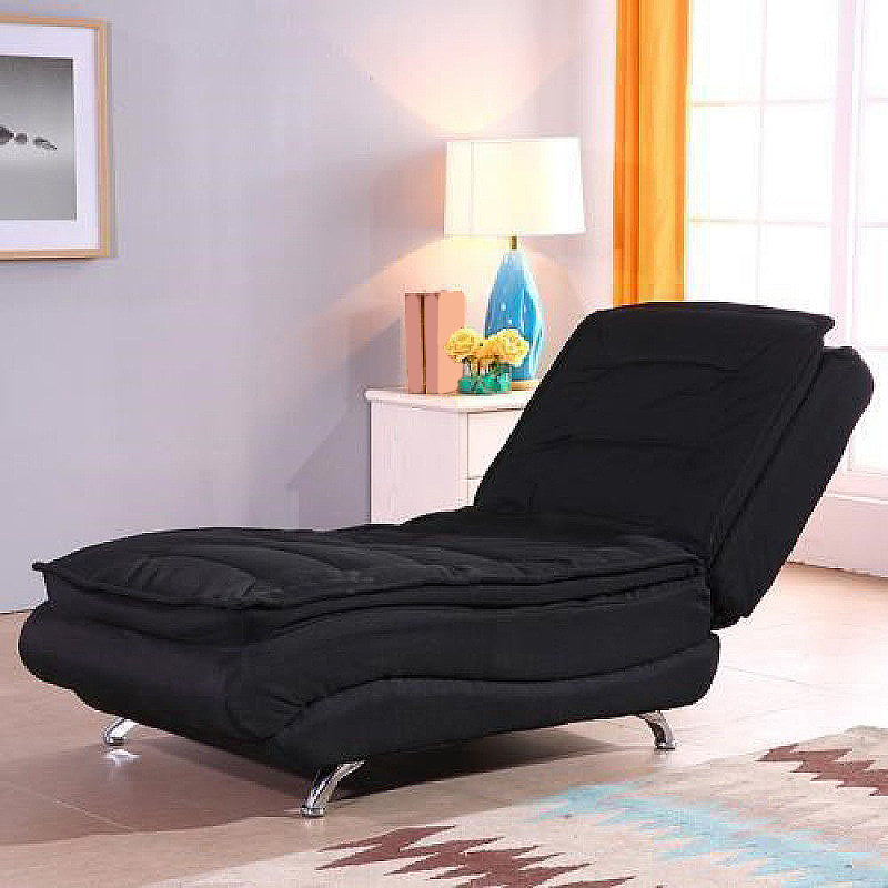 Basic Four Leg Armless Chair with Adjustable Sewn Pillow Back Linen Blend Black Clearhalo 'Accent Chairs' 'accent_chairs' 'Chairs & Seating' 'furn' 'furn_accent_chairs' 'Furniture' 'Living Room Furniture' 5469592