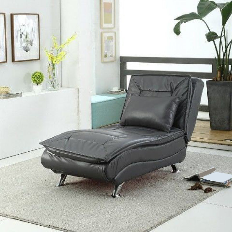 Basic Four Leg Armless Chair with Adjustable Sewn Pillow Back Faux Leather Gray Clearhalo 'Accent Chairs' 'accent_chairs' 'Chairs & Seating' 'furn' 'furn_accent_chairs' 'Furniture' 'Living Room Furniture' 5469593
