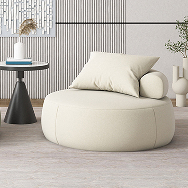 Faux Leather Chair Armless Solid Wood Frame Chair for Living Room 39"L x 39"W x 18"H Cream Gray Clearhalo 'Accent Chairs' 'accent_chairs' 'Chairs & Seating' 'furn' 'furn_accent_chairs' 'Furniture' 'Living Room Furniture' 5469611