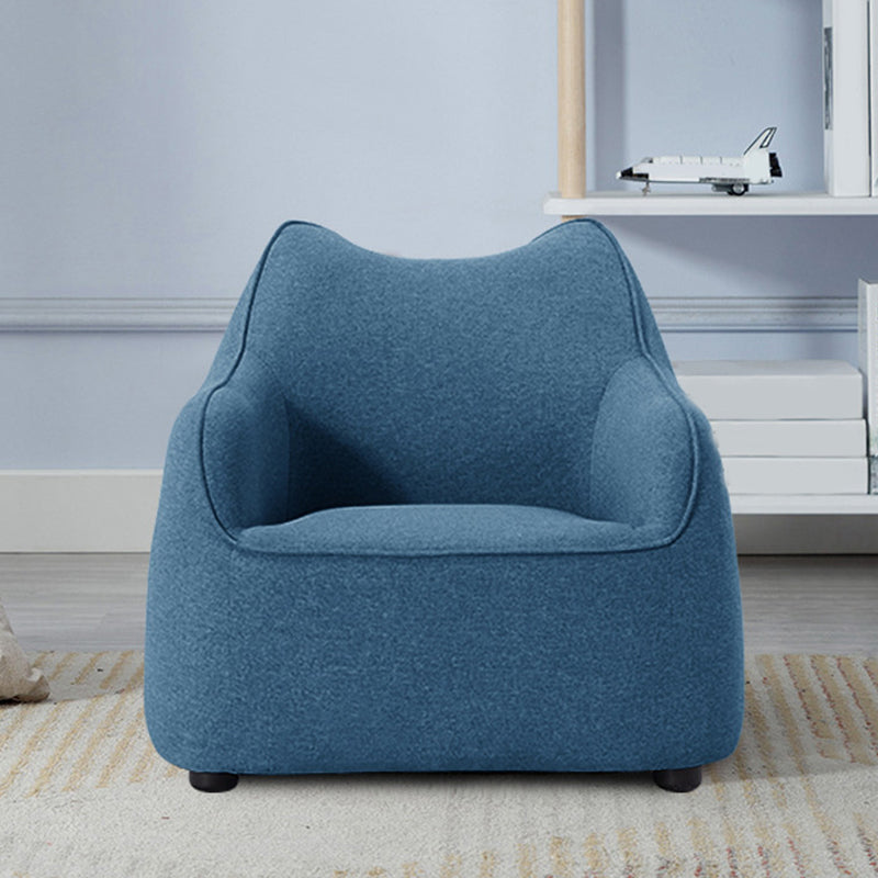 Track Arms Armchair Linen Blend Accent Armchair with Solid Wood Frame, Camel Back