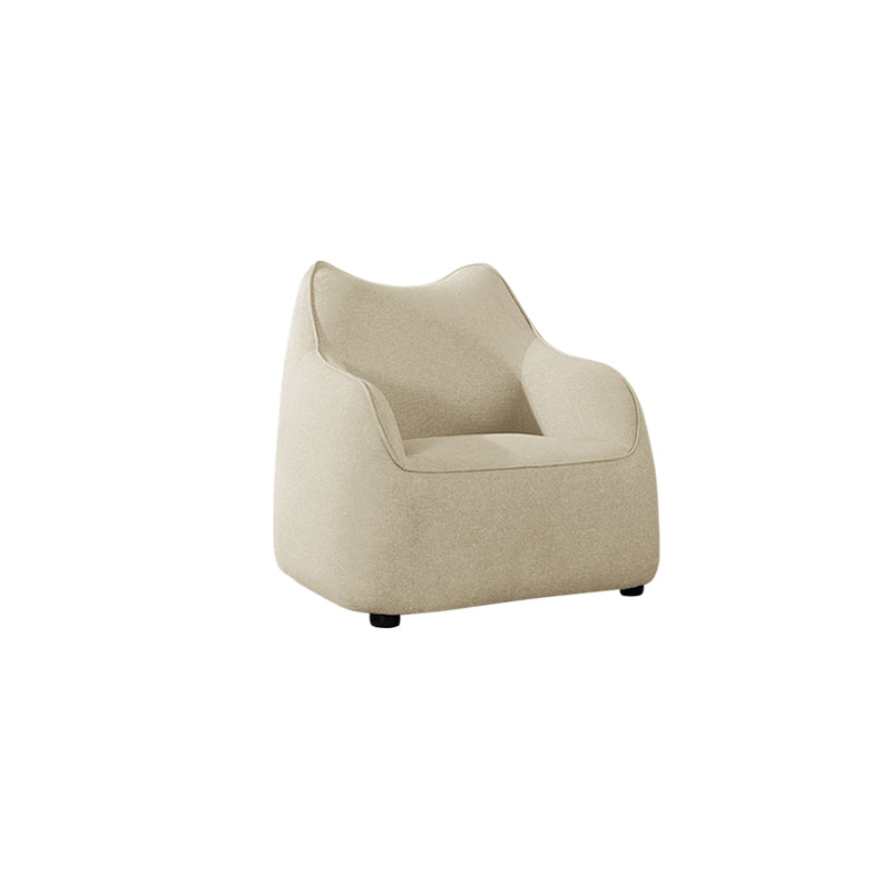Track Arms Armchair Linen Blend Accent Armchair with Solid Wood Frame, Camel Back